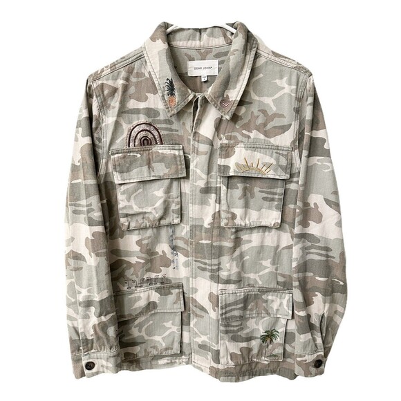Dear John Womens Size Small Desert Sage Camo Embroidered Roxie Denim Jacket EUC - Picture 3 of 13